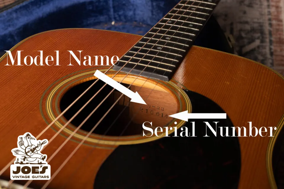 Martin model and serial number stamped on the neck block inside the soundhole