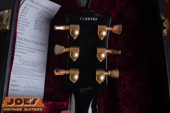 CS62763 serial on a Gibson Les Paul Custom headstock