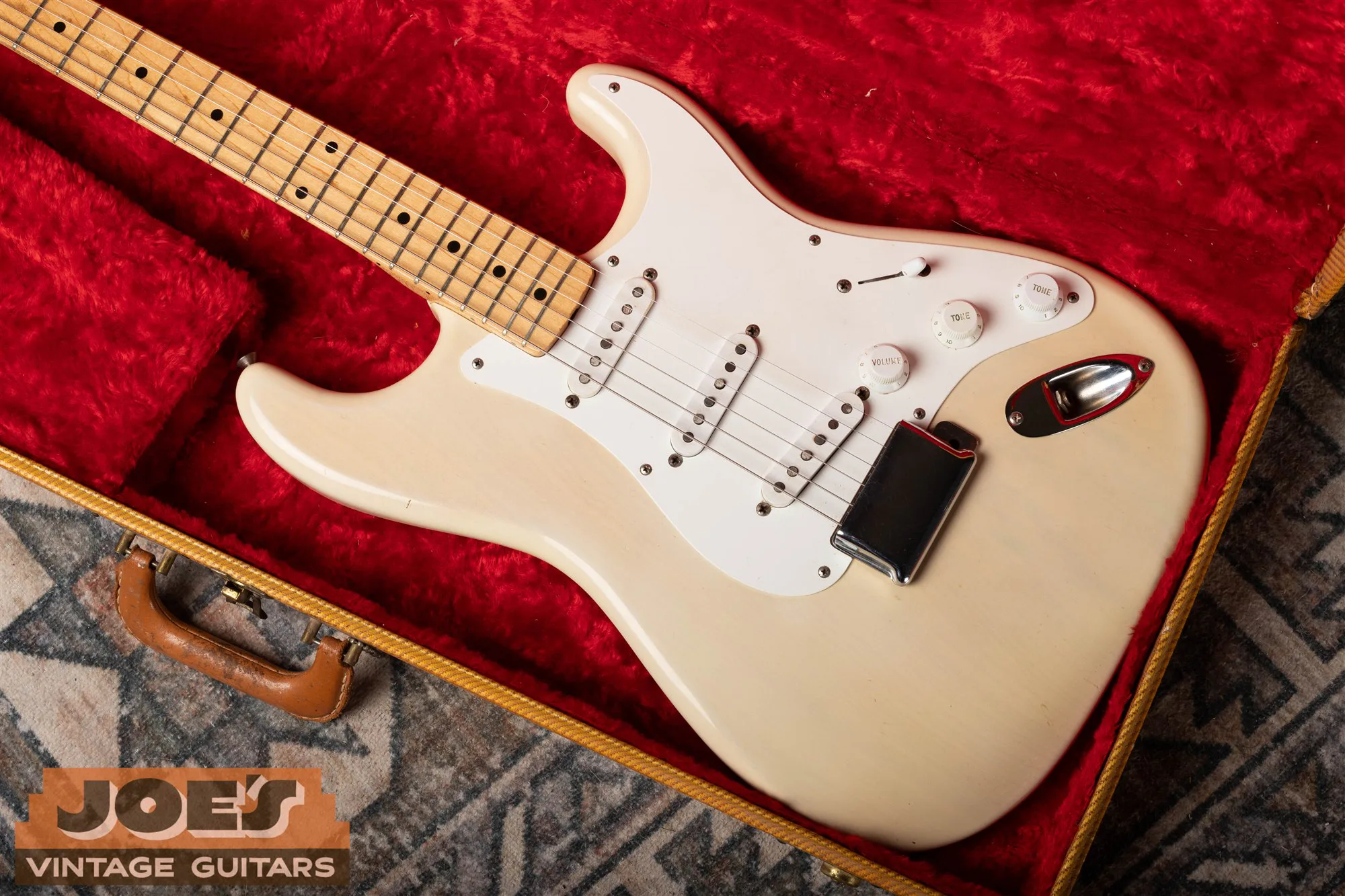 1956 Fender Stratocaster in its red-lined case