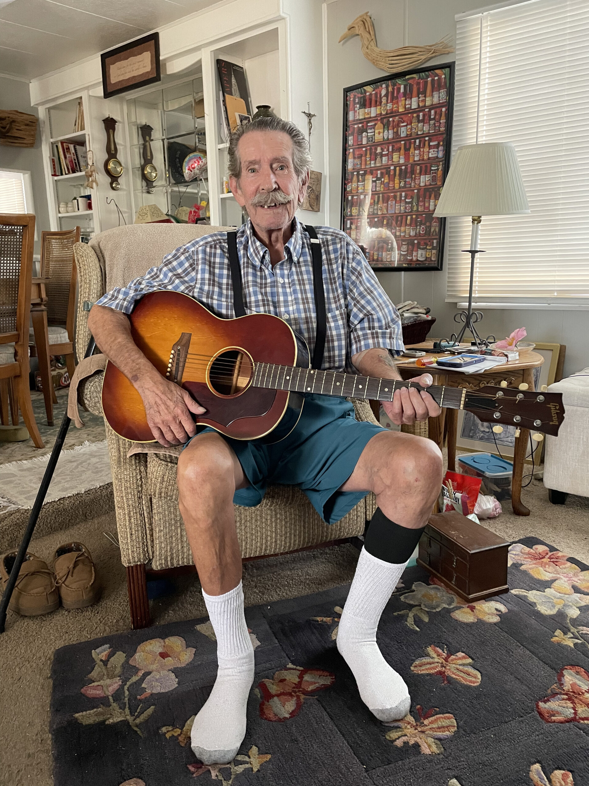 Happy Client Playing a 1948 Gibson L-50 Accoustic Guitar